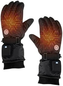 Resim Şarj Edilebilir Isıtmalı Eldivenler - 3 Sıcaklık Ayarı İle,Ayarlanabilir Su Geçirmez Termal Eldivenler - Erkek, Kadın Ve Yaşlılar İçin Kayak, Snowboard, Motosiklet, Bisiklet, Koşu, İş Ve 