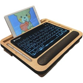 Resim Axolotl Supply Kids Telefon Ve Tablet Bölmeli Minderli Laptop Sehpası 13" Inch 