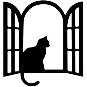 Resim Penceredeki Kedi Sticker 30 X 33 Cm 