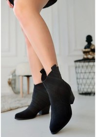 Resim Akver Siyah Nubuk Topuklu Bot Siyah6 Siyah 