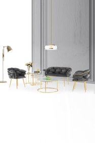 Resim MAD Home Gri Gold Kaplama Teras Balkon Çay Seti MBSCAY01 