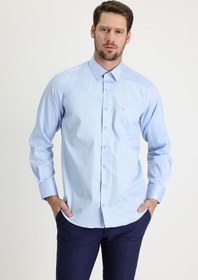Resim Uçuk Mavi Uzun Kol Non Iron Klasik Pamuklu Gömlek 
