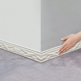 Resim 1 Rulo 230.0cm Modern Kendinden Yapışkanlı 3D Çiçek Desenli Köpük Süsleme, Kolay Kurulum Duvar & Tavan Dekor Stickerları, DIY Ev Dekoru Duvar Süsü, Kenar Koruma için Skirting Board Kendinden Yapışkanlı Süs 