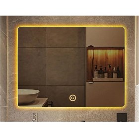 Resim Global Led Mirror 40X55 cm Dokunmatik Tuşlu Ledli Ayna Banyo Aynası Dekoratif Ayna Boy Ayna Salon Duvar Ayna 