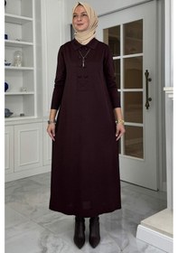 Resim Rabia Şamlı Laçin Triko Elbise Acı Kahve Normal 