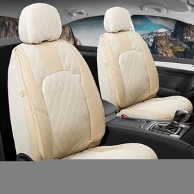 Resim Peugeot 406 Uyumlu Yarı Deri Oto Koltuk Kılıfı Ön Arka Set Chester Serisi Bej Fs 