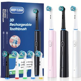 Resim Çiftler İçin Akıllı Elektrikli Diş Fırçası - USB Şarj Edilebilir, Derin Temizlik & Beyazlatma için Yumuşak Kıllarla 3D Yuvarlak Başlık 