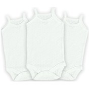 Resim Novibaby 3'lü 18-24 Ay Jakarlı İp Askılı Ekru Bebek Atlet Body Zıbın Çıtçıtlı 100% Pamuk Ekru 