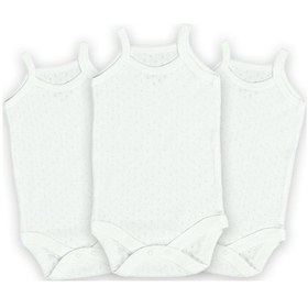 Resim Novibaby 3'lü 18-24 Ay Jakarlı İp Askılı Ekru Bebek Atlet Body Zıbın Çıtçıtlı 100% Pamuk Ekru 