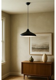 Resim Nil Siyah Içi Gümüş Renk Özel Tasarım Modern Dekoratif Cafe Sarkıt Cafe-mutfak Tekli Avize Ampulsüz Siyah İçi Gümüş 