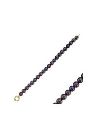 Resim 9,5 Mm Doğal Siyah İnci Bileklik 18 Cm / Sarı Sarı Sarı Altın 