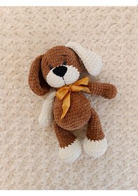 Resim El Yapımı Amigurumi Kadife İp Köpek /oyuncak/hediyelik/sağlıklı Oyuncak 30 Cm 
