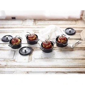 Resim AyrStore 40500-101-0 Mini Güveç, Yuvarlak Kapaklı 10 Cm, 0,25 L, Indüksiyona Uygun, Mat Siyah Emaye Kap 