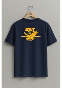 Resim Oversize Sat - Sualtı Taaruz Komandosu Göğüs Ve Sırt Tasarımlı Unisex T-shirt Lacivert 
