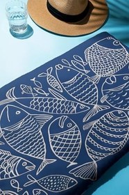 Resim Dijital Baskı Plaj Deniz Havlusu Balık Desenli Peştamal HVL0116 