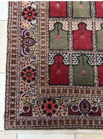 Resim El Dokuma Bünyan Halısı Floş Seccade 93x130 Paftalı Sıfır Halı Renkli 