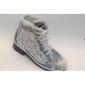 Resim Kot Kadın Dantel Örgülü Jeans Bot 4201 