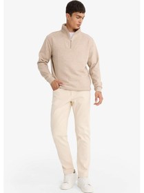 Resim Defacto Regular Fit Dik Yaka Yarım Fermuarlı Sweatshirt F4137ax25aubg300 Bej 