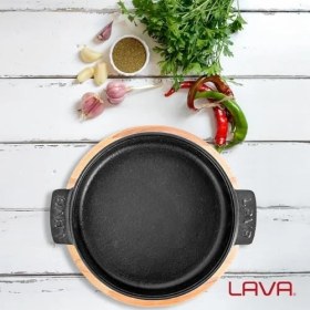 Resim Lava, Pişirme Kabı, Lv Eco Gv 17 K4, Yuvarlak Güveç, Ahşap Altlık, Çap 17 Cm, Dökme Demir, Siyah 