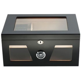Resim Falconetti Siyah 2 Katlı Camlı Humidor Puro Kutusu Rc21 