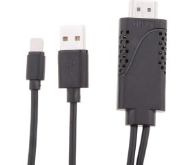 Resim HDMI Tv USB Kablosu Video Adaptörü Dongle Tel iPhone 5 6 7 8 Artı x Siyah 