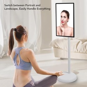 Resim TOPINCN 24 İnç Ayakta Dokunmatik Ekran TV Taşınabilir Dokunmatik Ekran Monitör Akıllı Taşınabilir TV, Tekerlekler Üzerinde Dönen Tam Döner Döndürme (AB Tak 100-240V) 
