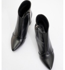 Resim Luvi Shoes Finda Siyah Hakiki Deri Kadın Kalın Topuklu Bot Siyah 