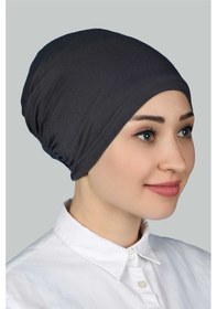 Resim Altobeh Hazır Pratik Geçmeli Lastikli Tesettür Bone - Füme 
