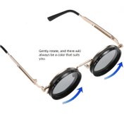 Resim 1 Adet Steampunk Dönebilir Lens Gözlük - Ayarlanabilir Parlaklık ND, Yaylı Menteşeli Alaşımlı Çerçeve, Siyah veya Altın Renkler, Partiler ve Müzik Festivalleri İçin İdeal, Babalar Günü, Noel & Yılbaşı Hediyesi, Şık Tasarım 