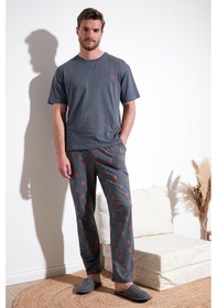 Resim Buratti Pamuklu Regular Fit Kısa Kollu Erkek Pijama Takımı 6572012 Antrasit 