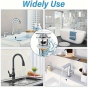 Resim Willowhaven Silvery Metal Push Button Sink Drain Stopper With Overflow Universal Basin Valve Chrome 
