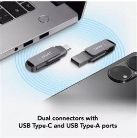 Resim Xindoker Lexar Jumpdrive D400 Usb 3.1 Tip-c/usb-a Çift Bağlantı 32-256gb Metal Usb Bellek, 130mb/s Hızlı Aktarım, Veri Yedekleme Ve Depolama 