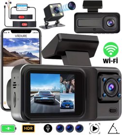 Resim Clevora A-98 WiFi Full HD 3 Kameralı Araç İçi Güvenlik Kamerası + Park Modu Kablosu Ön-Arka-İç Kay 