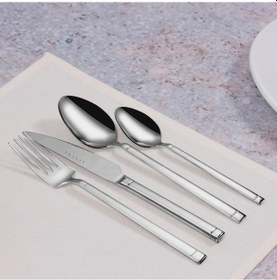 Resim Serenk Barselona Çelik Çatal Kaşık Bıçak Takımı 24 Parça Gümüş 