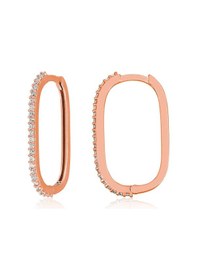 Resim Gümüş Rose Zirkon Taşlı Halka Kadın Küpe Gold - Rose Gold 
