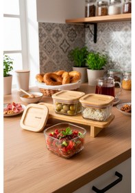 Resim Bernardo Lunaya 3'lü Bambu Standlı Kahvaltılık Orta Boy Bambu 