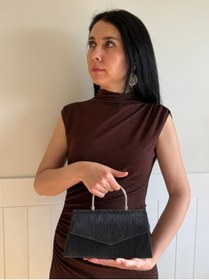 Resim lalettobags Kadın Gümüş Kol Detaylı Mektup Kapaklı Abiye & Davet Çantası 