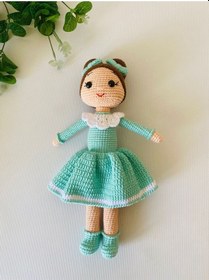 Resim Şirin Bebek El Emeği Örgü Amigurumi Oyuncak Açık Yeşil 