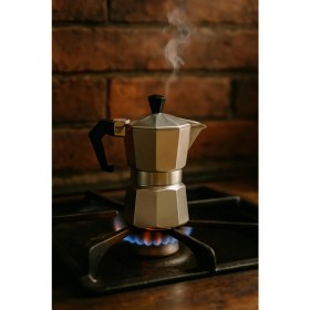 Resim UltraMint Modern Moka Pot Kahve Makinesi, 3 Cup, Şık ve Kolay Kullanım 