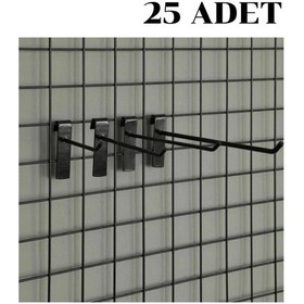 Resim 25 adet 25 Cm Tel Pano Kancası Raf Askısı Siyah 