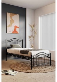 Resim Argimo Belinay Çift Kişilik Ferforje Siyah Metal Karyola 160x200 