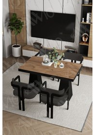 Resim Avvio Valery Lake Mdf Ayak Tokyo Demonte Sandalye 80x120 Yemek Masası Mutfak Masası 4 Kişilik Akça 
