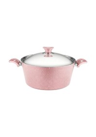 Resim 24 Cm Granit Derin Tencere Çelik Kapak - Pembe Pembe 