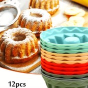 Resim 12 Adet Silikon Mini Bundt Kek Kalıpları - Yapışmaz, Kolay Temizlenebilir, Kabarık Miras Tüp Kekler için Pişirme Araçları - Mükemmel Mutfak Aletleri & Hediyeler 