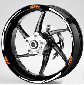 Resim Turuncu Ktm Yazılı 3 Parçalı Reflektif Gümüş Beyaz Jant Şeridi N11.47385 