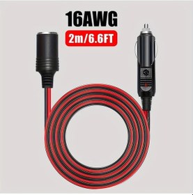 Resim Dashanshop 6ft Araç Uzatma Kablosu 16awg Sigortalı Led Işıklı Oto Şarj Ve Pompa 
