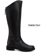 Resim GÖNDERİ(R) Kadın / Kız Siyah Çift Fermuarlı Kauçuk Taban Hakiki Deri Çizme 