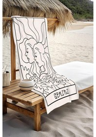 Resim Dijital Baskı Plaj Deniz Havlusu İkizler Burcu Desenli Peştamal Hvl0050 Renkli 