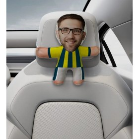 Resim Bk Gift Kişiye Özel Sarı Lacivert Futbolcu Tasarımlı Araç Koltuk Bebek Yastığı-1 