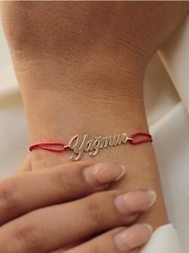 Resim Diamine 14 Ayar Altın İsim İpli Bileklik 